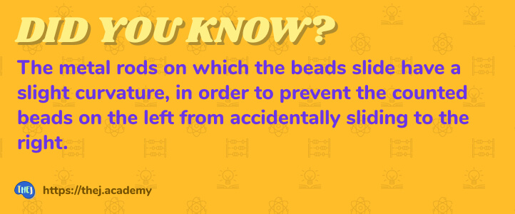 Did you Know? The metal rods on which the beads slide have a slight curvature, in order to prevent the counted beads on the left from accidentally sliding to the right.